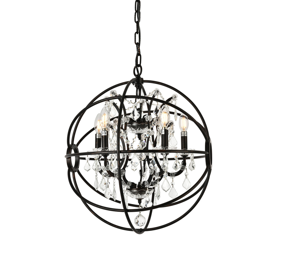 Geneva 5 light Dark Bronze Pendant Clear Royal Cut crystal