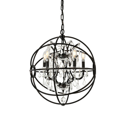 Geneva 5 light Dark Bronze Pendant Clear Royal Cut crystal