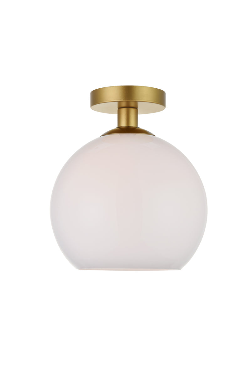 Baxter 1 Light Brass Flush Mount With Frosted White Glass