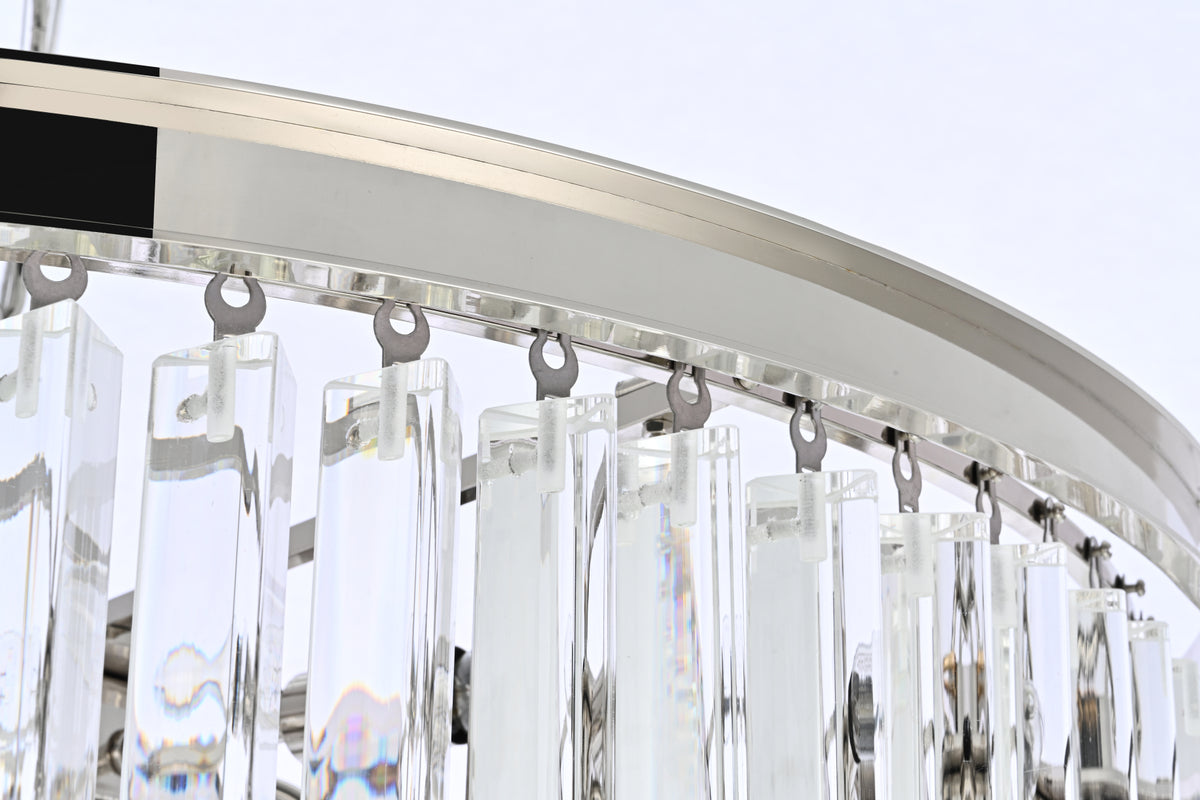 Sydney 30 inch spiral crystal chandelier in polished nickel