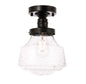 Lyle 1 light Black and Clear seeded glass Flush mount