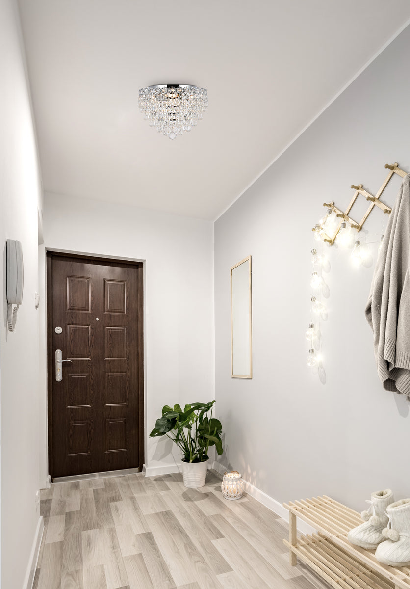 Century 4 light Chrome Flush Mount Clear Royal Cut Crystal