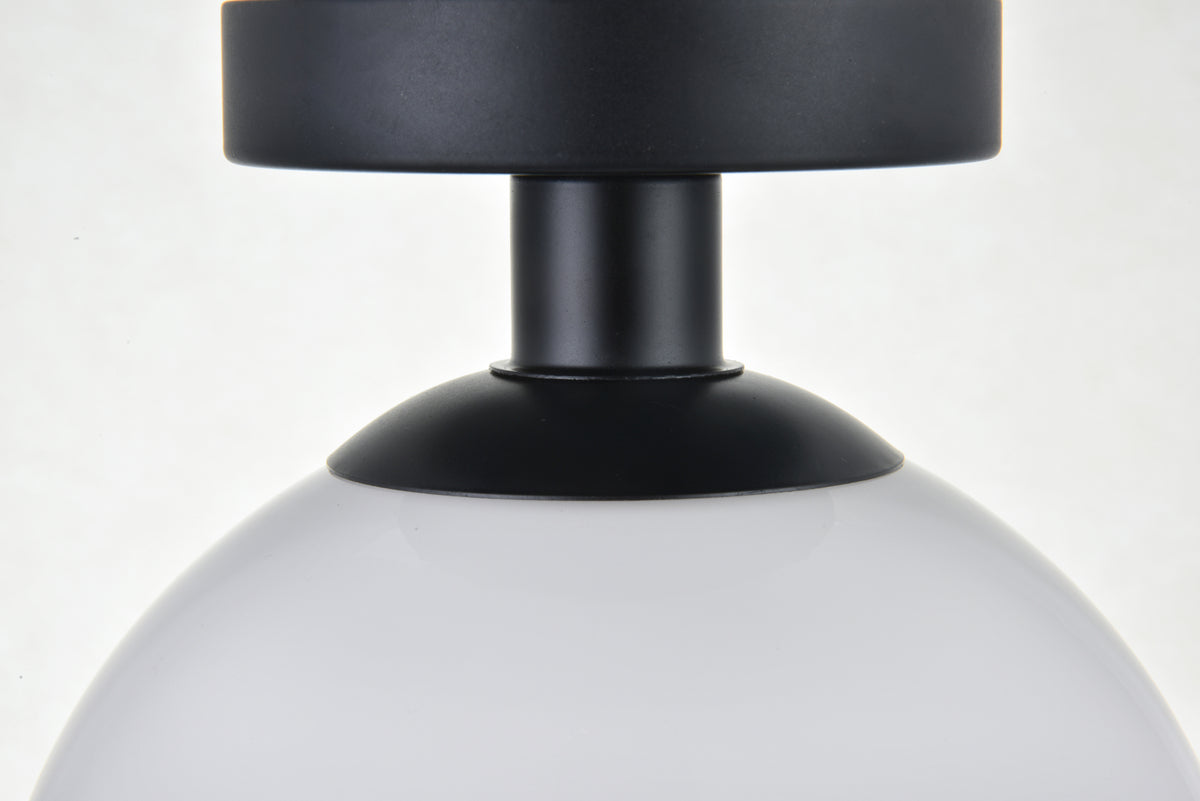 Baxter 1 Light Black Flush Mount With Frosted White Glass