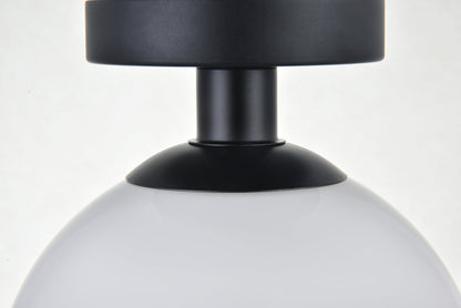 Baxter 1 Light Black Flush Mount With Frosted White Glass