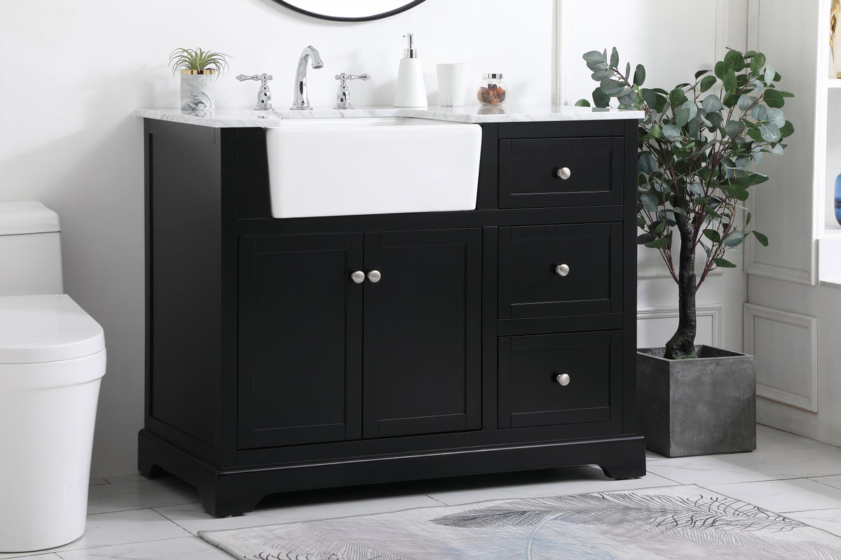 42 inch Single bathroom vanity in black