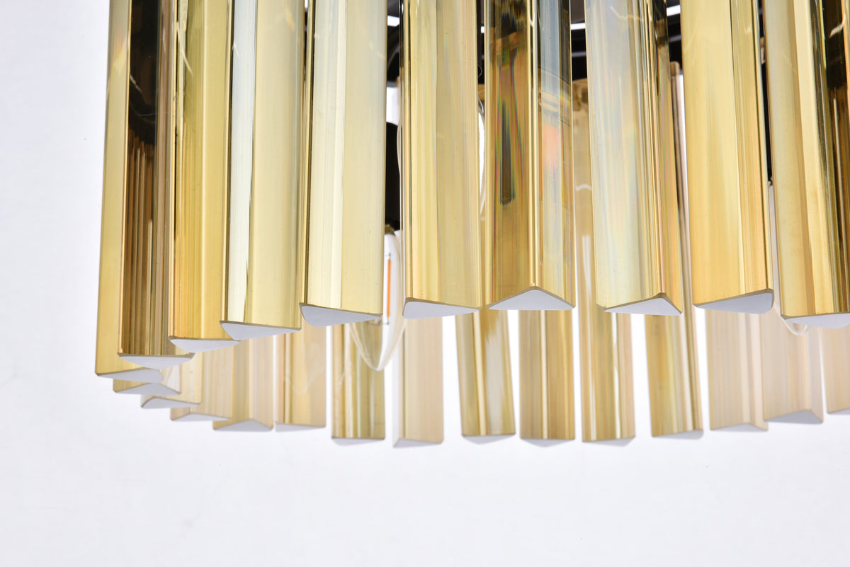 Sydney 3 light Matte Black Pendant Golden Teak (Smoky) Royal Cut Crystal