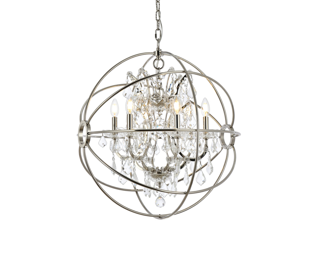 Geneva 6 light polished nickel Chandelier Clear Royal Cut crystal