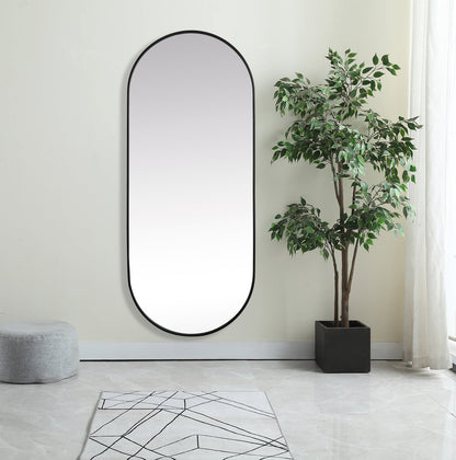 Metal Frame Oval Mirror 30x72 Inch in Black