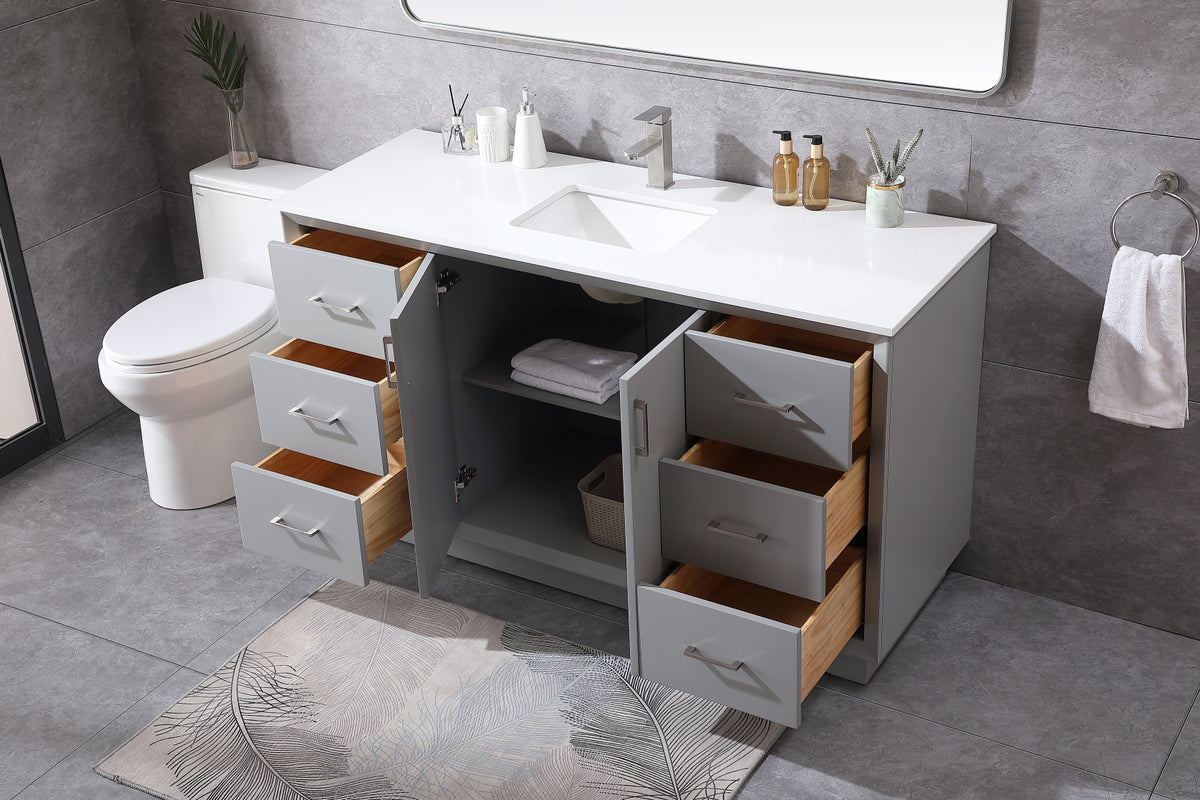 60 Inch SIngle Bathroom Vanity In Grey