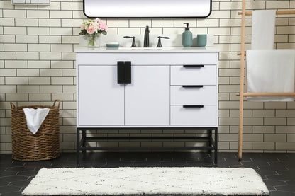 42 inch Single bathroom vanity in white with backsplash