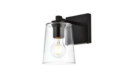 Kacey 1 light Black and Clear Bath Sconce