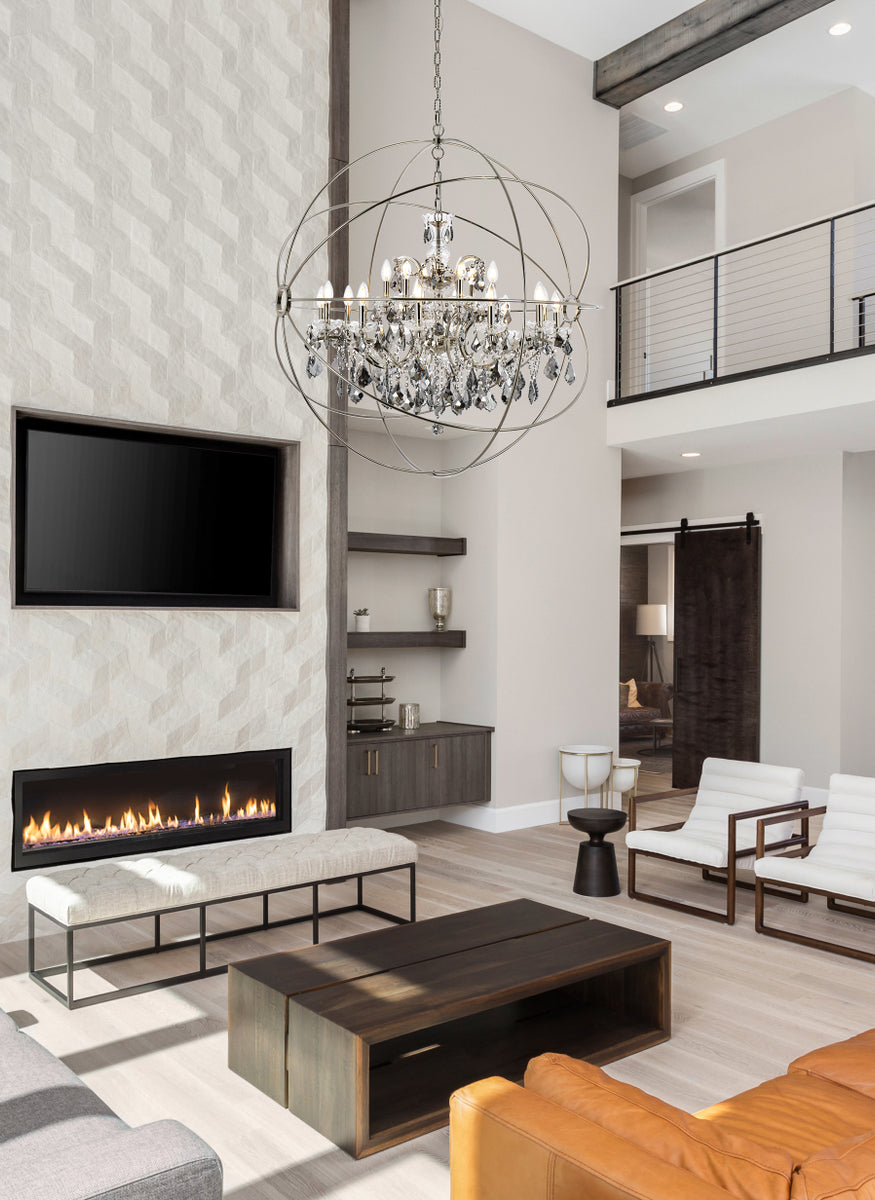 Geneva 18 light polished nickel Chandelier Silver Shade (Grey) Royal Cut crystal