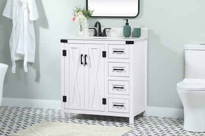 32 inch Single bathroom vanity in white with backsplash