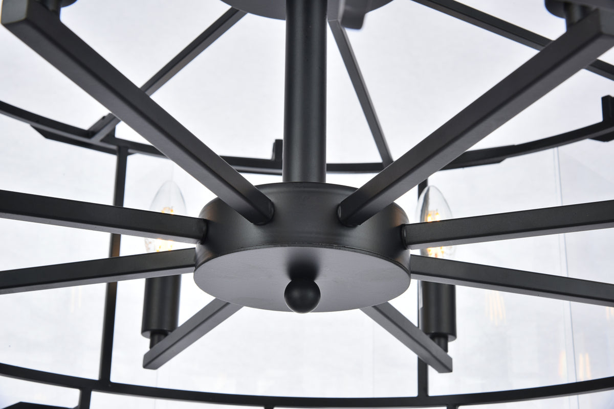 Monaco 8 light Flat Black (Matte) Chandelier Clear Glass Crystal