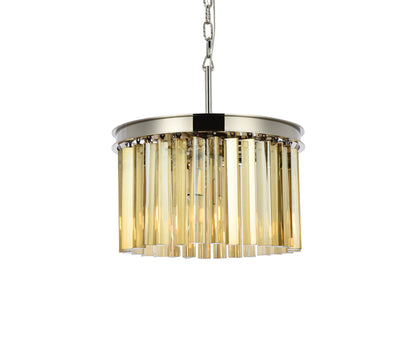 Sydney 3 light polished nickel Pendant Golden Teak (Smoky) Royal Cut Crystal