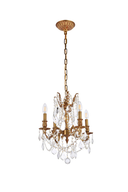 Rosalia 4 light French Gold Pendant Clear Royal Cut Crystal
