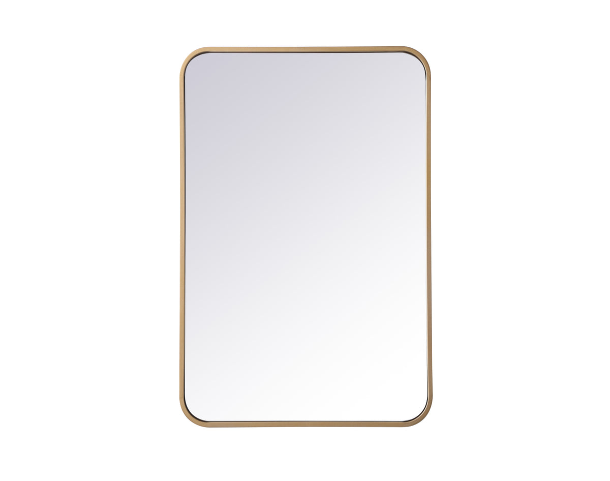 Soft corner metal rectangular mirror 20x30 inch in  Brass