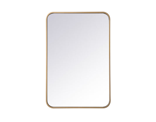 Soft corner metal rectangular mirror 20x30 inch in  Brass