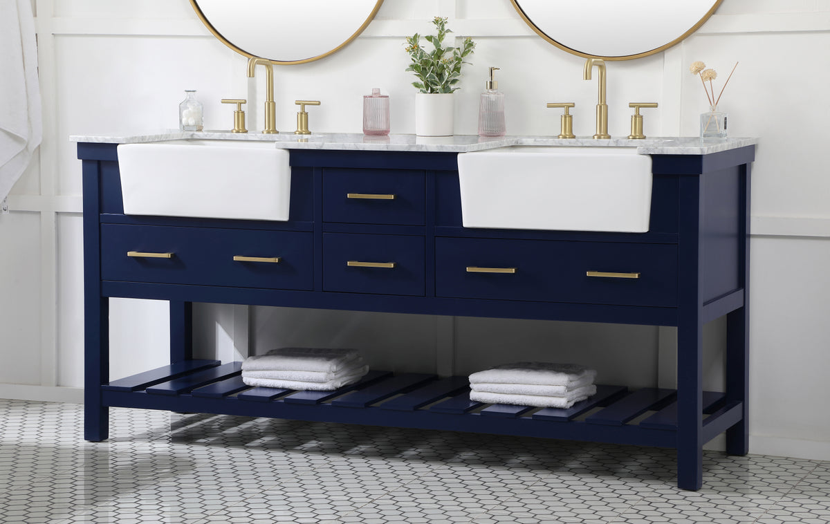 72 inch double bathroom vanity in blue
