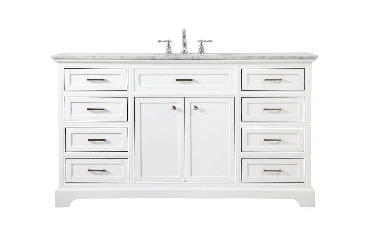 60 inch Single bathroom vanity in white