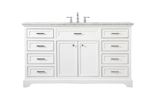 60 inch Single bathroom vanity in white