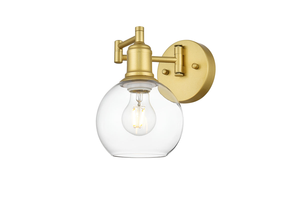 Davian 1 light Brass and Clear swing arm wall sconce