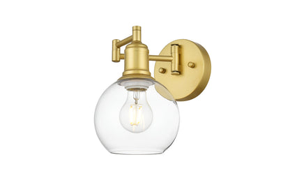 Davian 1 light Brass and Clear swing arm wall sconce