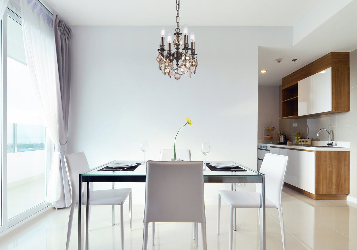 Lillie 4 light Pewter Pendant Golden Teak (Smoky) Royal Cut Crystal