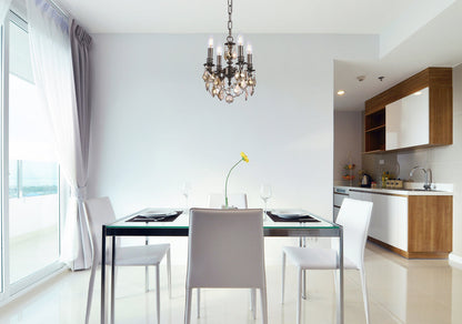 Lillie 4 light Pewter Pendant Golden Teak (Smoky) Royal Cut Crystal