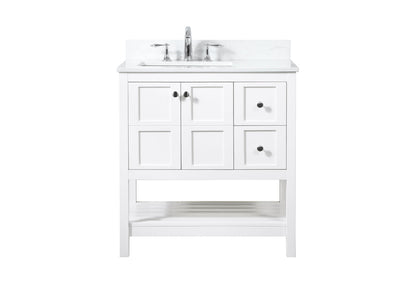 32 inch Single bathroom vanity in white with backsplash