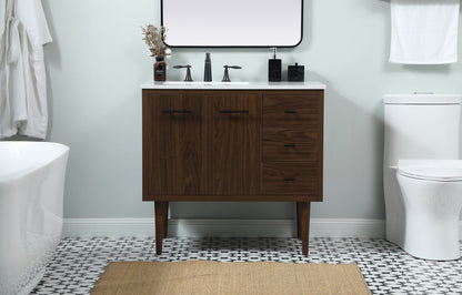 36 inch Single bathroom vanity in walnut
