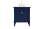 30 inch Single Bathroom vanity in Blue with ivory white engineered marble