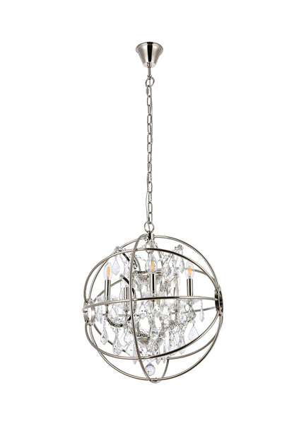 Geneva 5 light polished nickel Pendant Clear Royal Cut crystal