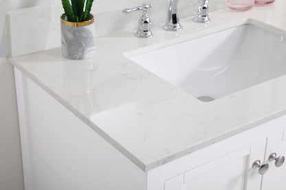 36 inch Single Bathroom Vanity in White with Backsplash