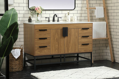 48 inch Single bathroom vanity in walnut brown
