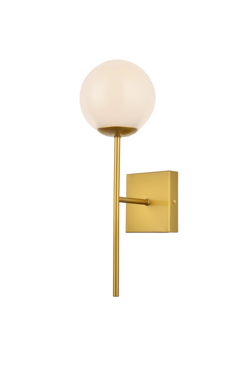 Neri 1 light brass and white glass wall sconce
