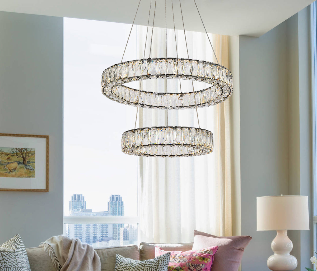 Monroe 24 inch LED double ring pendant in black