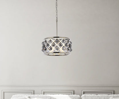 Madison 4 light polished Nickel Pendant Silver Shade (Grey) Royal Cut Crystal