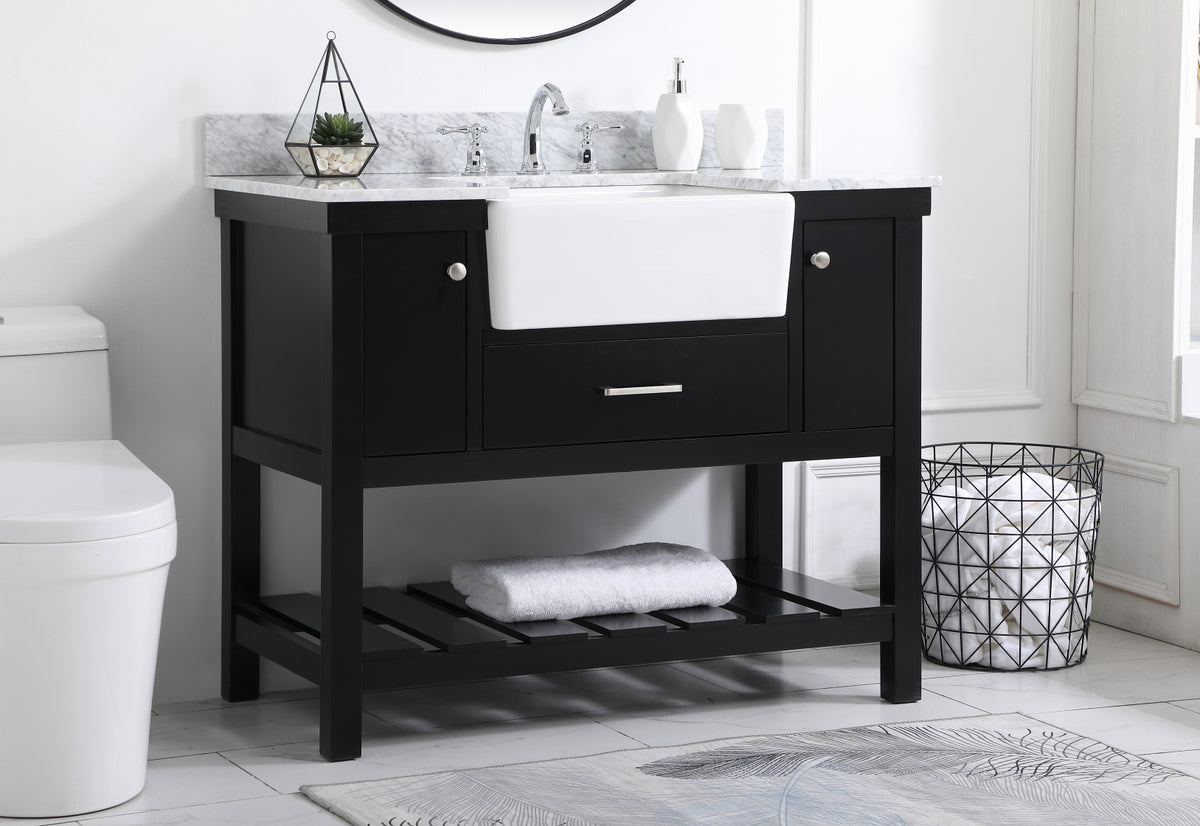 42 inch Single bathroom vanity in black with backsplash