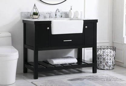 42 inch Single bathroom vanity in black with backsplash