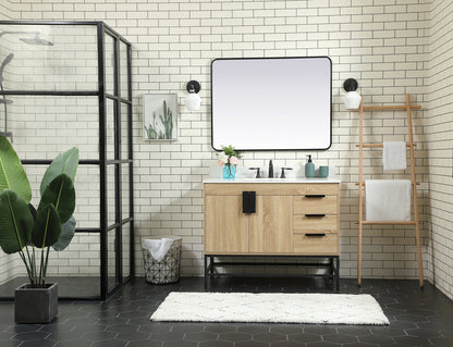 42 inch Single bathroom vanity in mango wood with backsplash