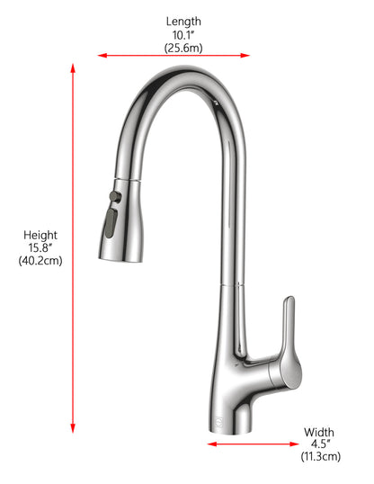 Andrea Single Handle Pull Down Sprayer Kitchen Faucet in Brushed Nickel