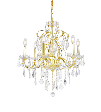 St. Francis 6 light Gold Chandelier Clear Royal Cut Crystal