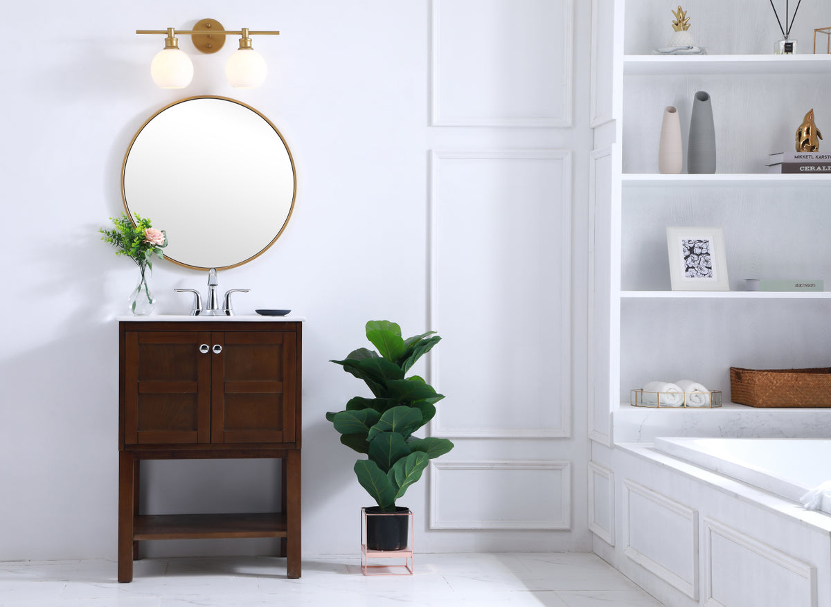 Collier 2 light Brass and Frosted white glass Wall sconce