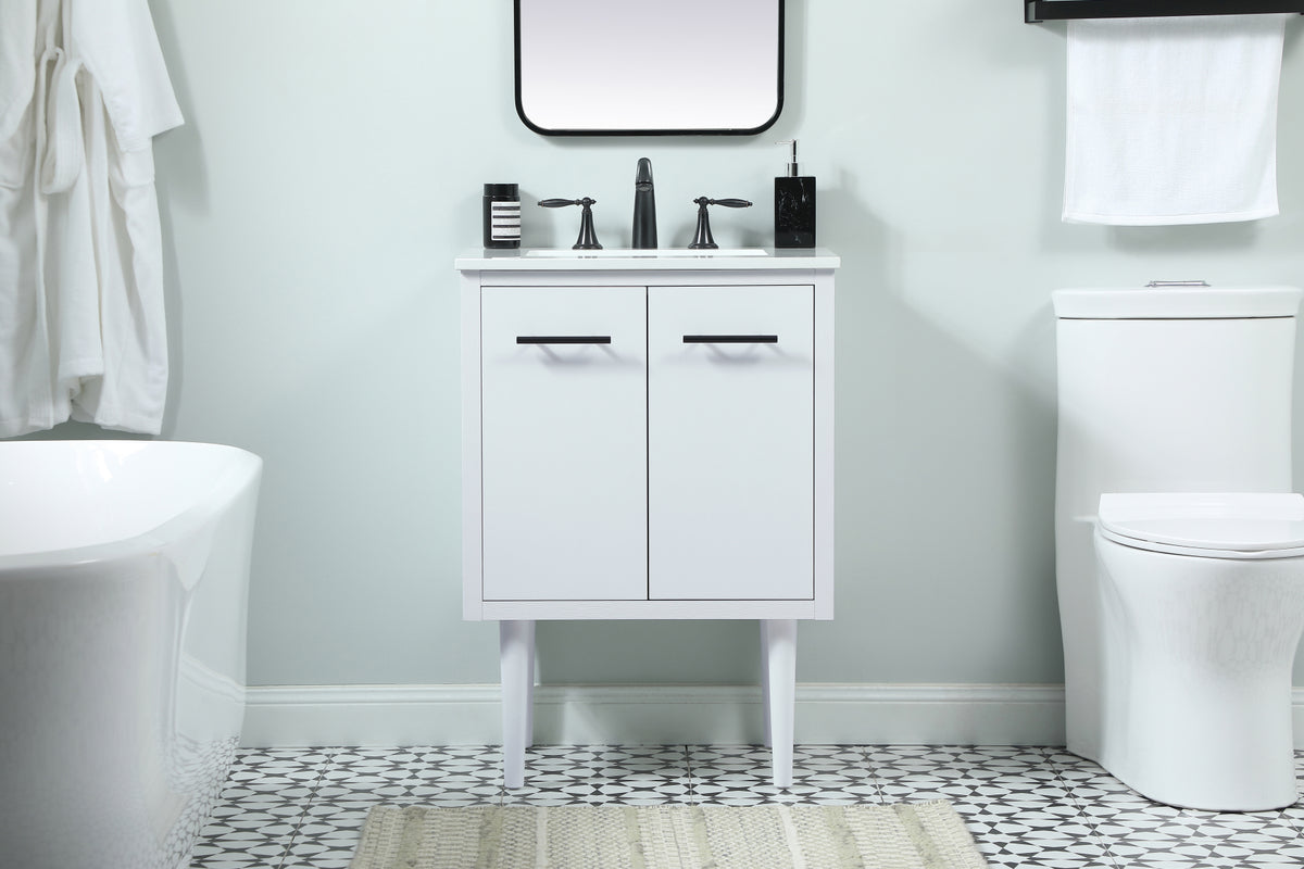 24 inch Single bathroom vanity in white