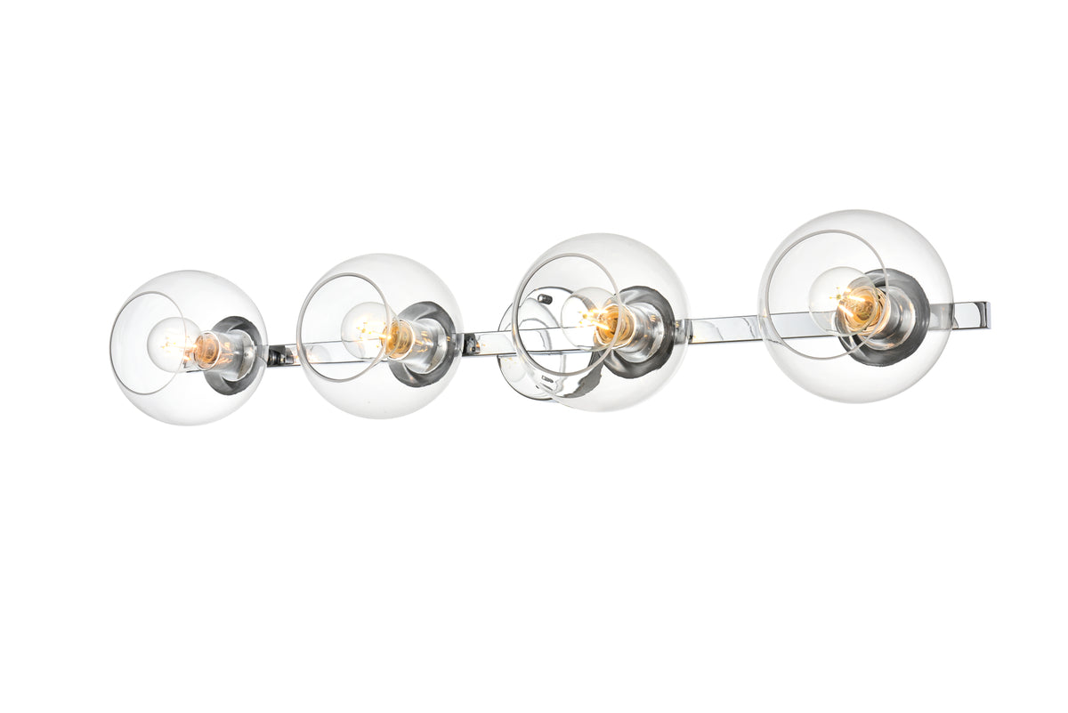 Rogelio 4 light Chrome and Clear Bath Sconce