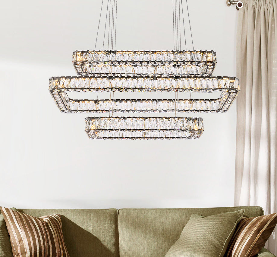 Monroe 42 inch LED triple rectangle pendant in black