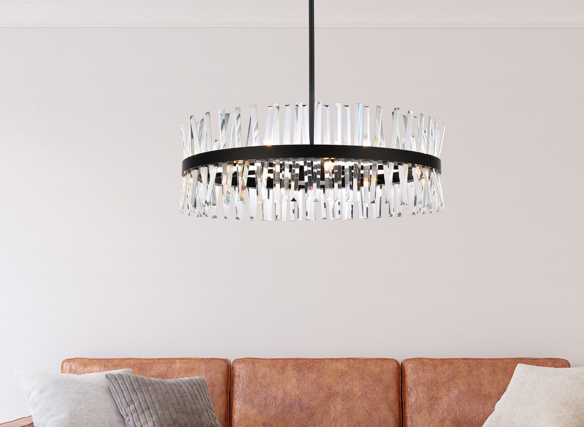 Serephina 36 inch crystal round chandelier light in black