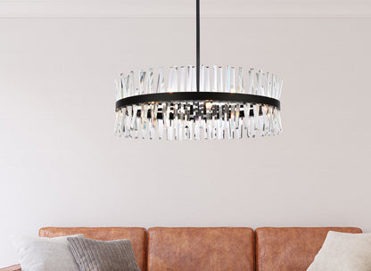 Serephina 36 inch crystal round chandelier light in black
