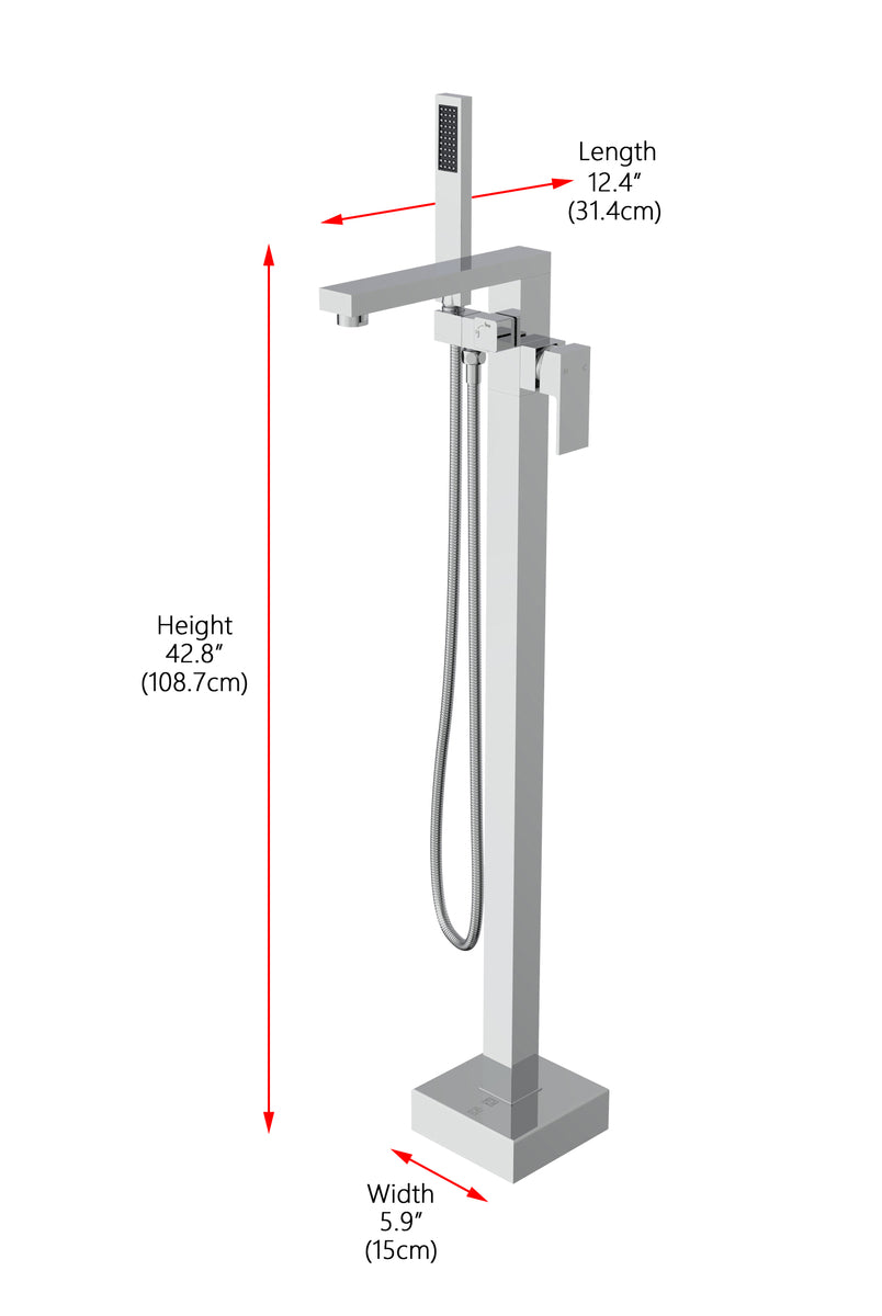 Henry Floor Mounted Roman Tub Faucet with Handshower in Chrome